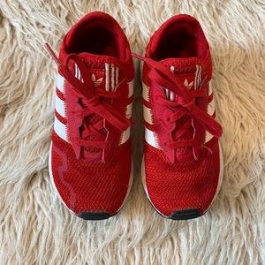 10K red adidas toddler sneakers